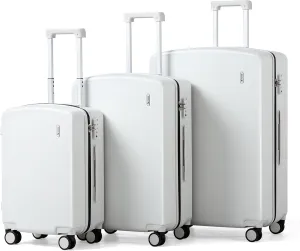 Hanke Hard Shell Luggage Sets 3 Pieces, 20/24/28 Inch Carry On Luggage with Wheels Lighweight TSA Luggage Extra Large Luggage for Travel Checked Suitcase Carry On Bag(Smoke White)