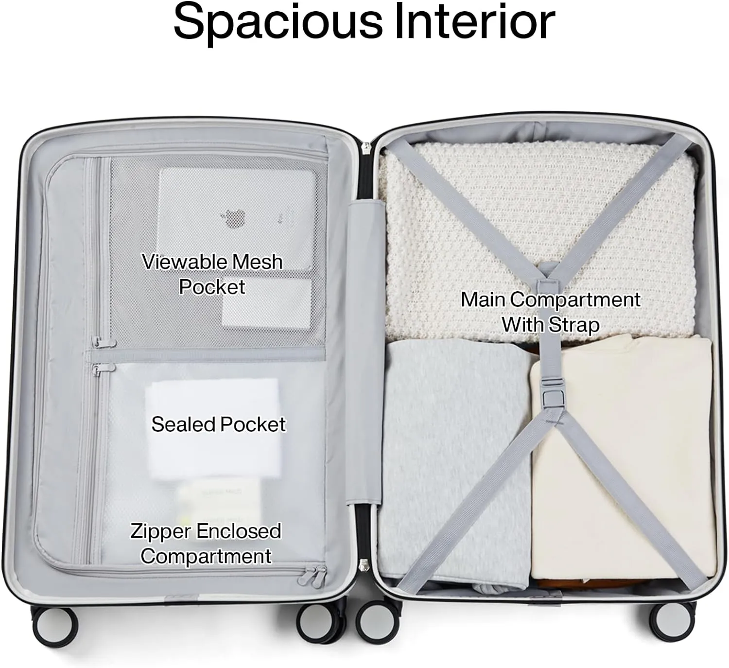 Hanke Hard Shell Luggage Sets 3 Pieces, 20/24/28 Inch Carry On Luggage with Wheels Lighweight TSA Luggage Extra Large Luggage for Travel Checked Suitcase Carry On Bag(Smoke White)