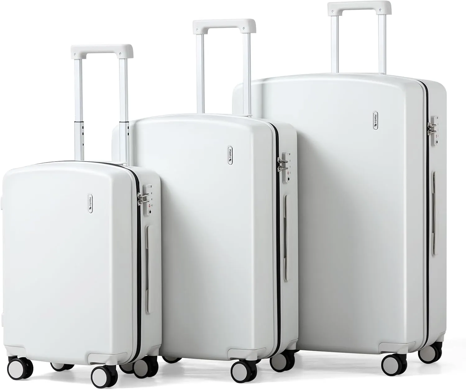 Hanke Hard Shell Luggage Sets 3 Pieces, 20/24/28 Inch Carry On Luggage with Wheels Lighweight TSA Luggage Extra Large Luggage for Travel Checked Suitcase Carry On Bag(Smoke White)