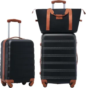Hardshell Luggage Sets 2Pcs,Bag Spinner Suitcase with TSA Lock Lightweight 20"   24", Suitcase Suitable for Travel. (black)