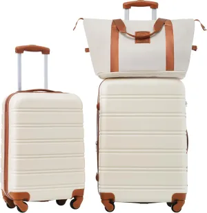 Hardshell Luggage Sets 2Pcs,Bag Spinner Suitcase with TSA Lock Lightweight 20"   24", Suitcase Suitable for Travel. (white)