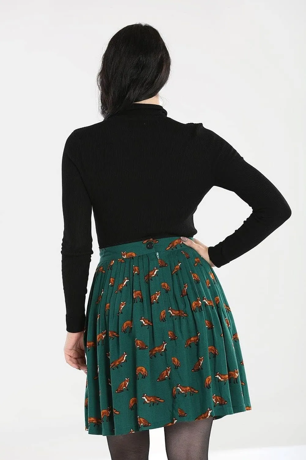 Hell Bunny Vixey Fox Print 50s Retro Style Mini Skirt
