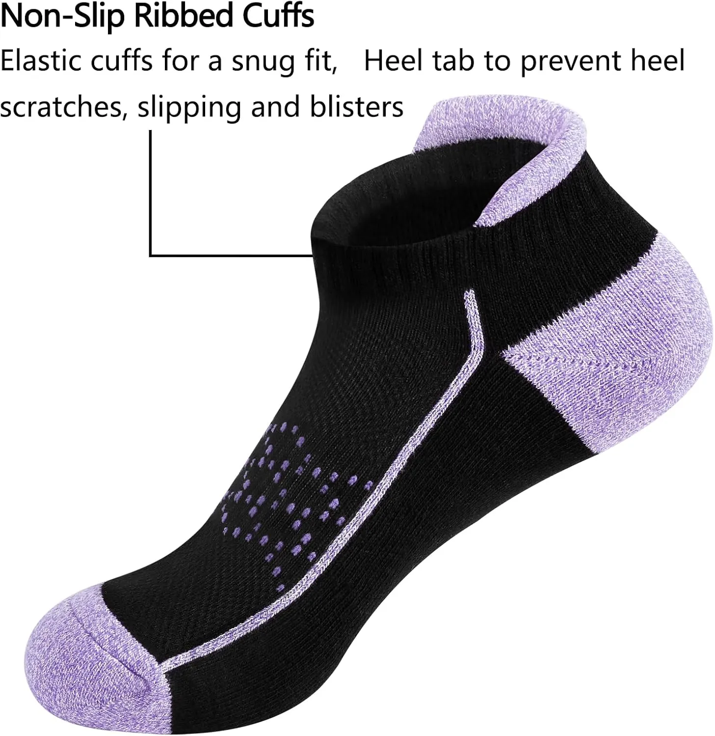 Hepsibah Ankle Socks Women Athletic Socks Cotton Thick Cushioned Low Cut Running Socks 6 Pack