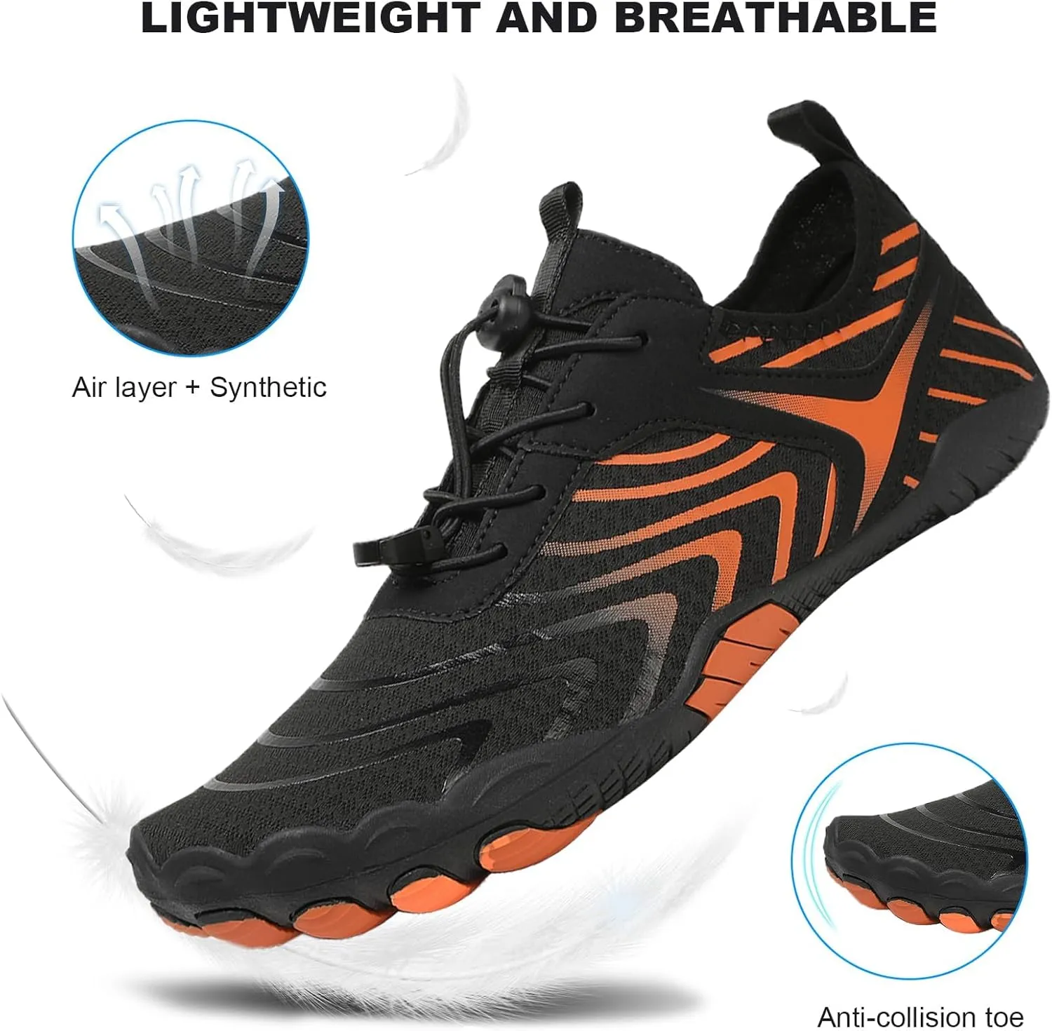 Hike Barefoot Shoes for Women Men, Non Slip Healthy Grounded Footwear, Breathable Trail Running Shoes, Minimalist Wide Toe Box Zero Drop Cross Trainer Sneakers, Unisex Outdoor Footwear