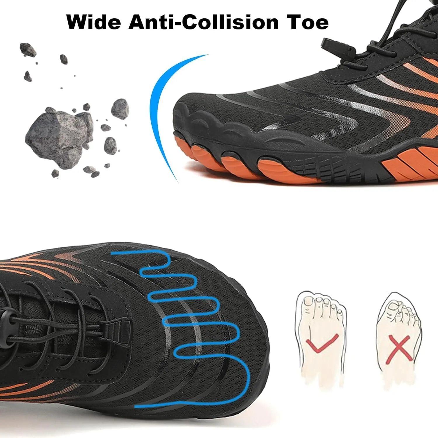 Hike Barefoot Shoes for Women Men, Non Slip Healthy Grounded Footwear, Breathable Trail Running Shoes, Minimalist Wide Toe Box Zero Drop Cross Trainer Sneakers, Unisex Outdoor Footwear