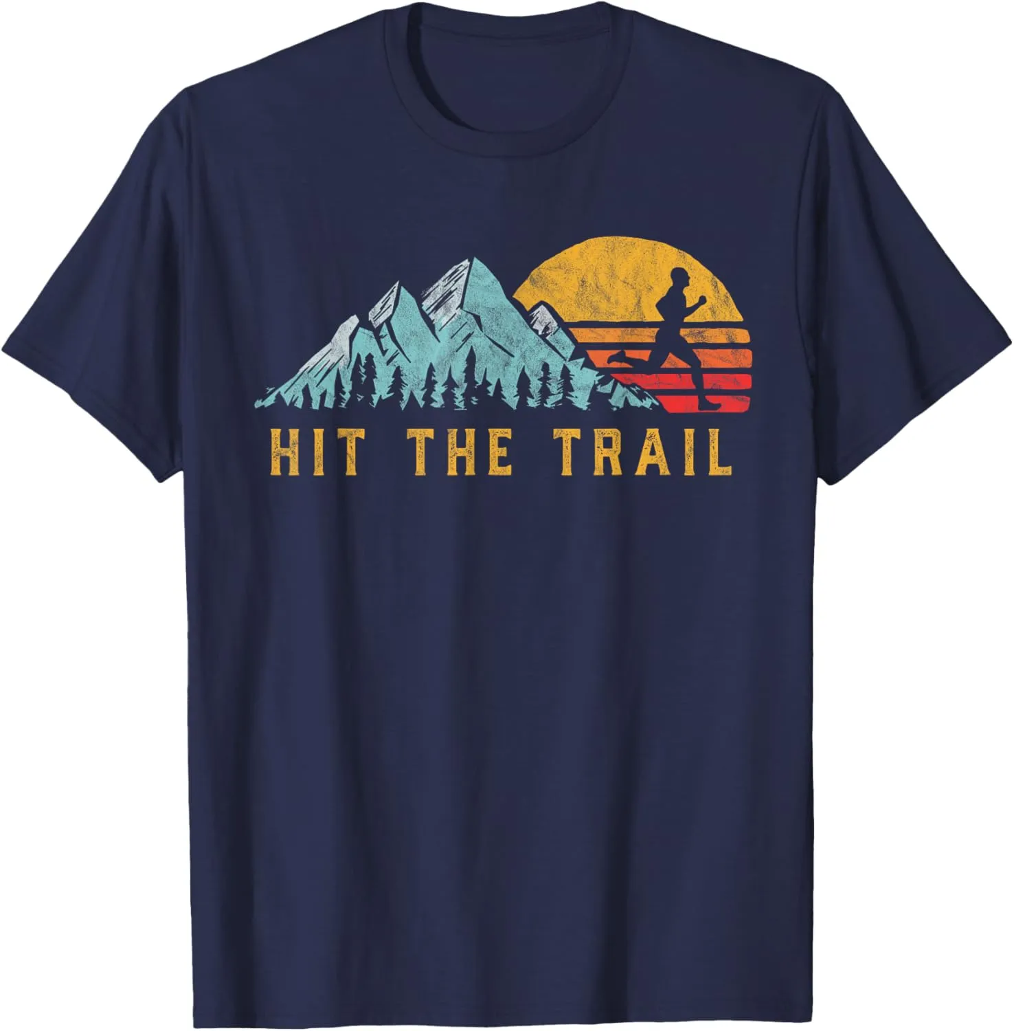 Hit the Trail, Runner - Retro Style Vintage Running Graphic T-Shirt
