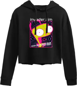 HYBRID APPAREL - Invader ZIM - Retro Style GIR - Doom Doom Doom - Women's Cropped Pullover Hoodie