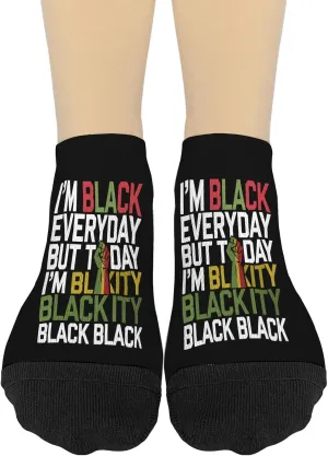 I Am Black Every Day But This Day I'm Blackity Black No Show Socks For Women Short Women's Socks Athletic Crew Socks CuteSock