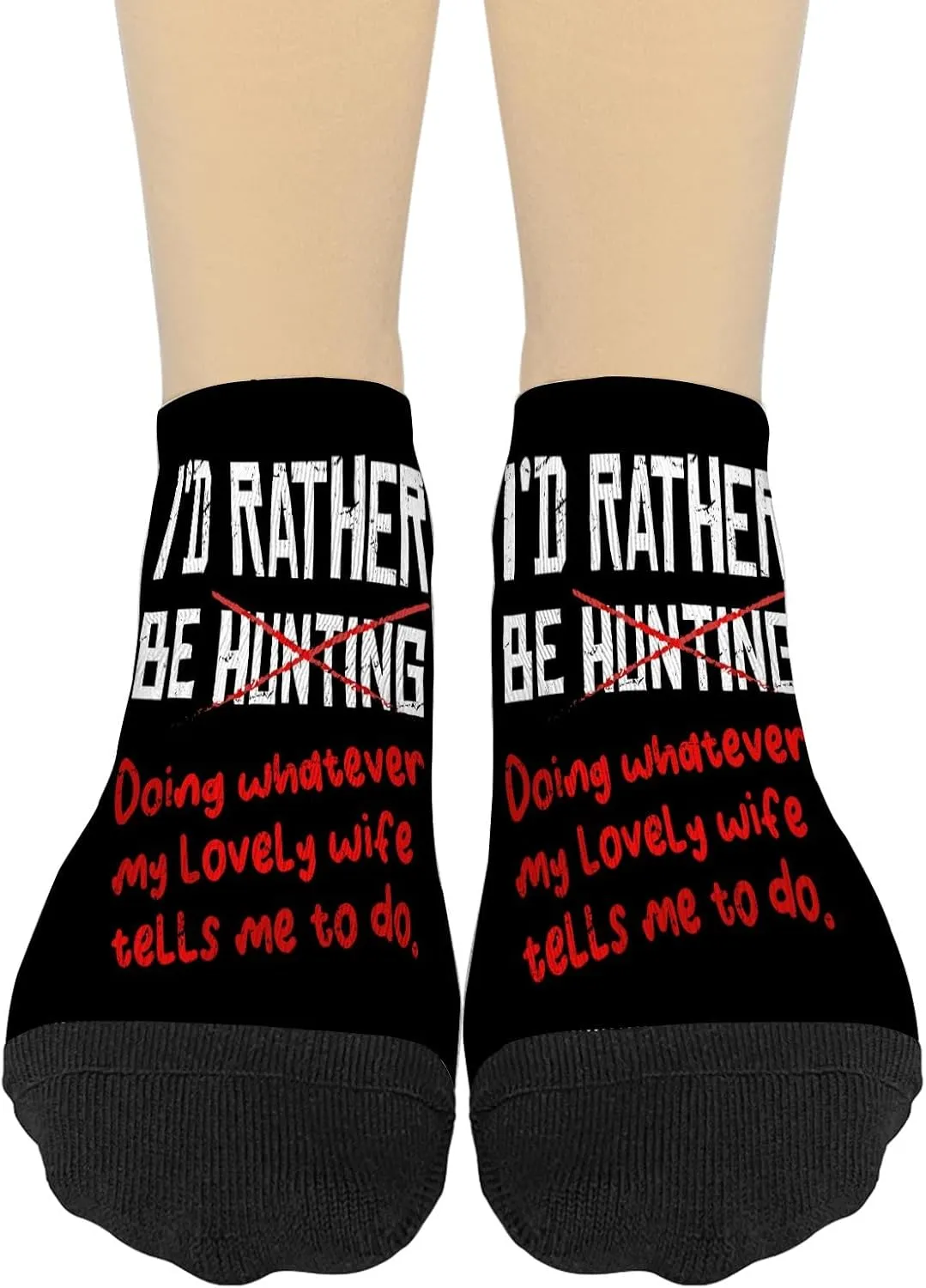 I'd Rather Be Hunting Do What Wife Tells Me Hunter Husband Mens Athletic Socks No Show Women Socks