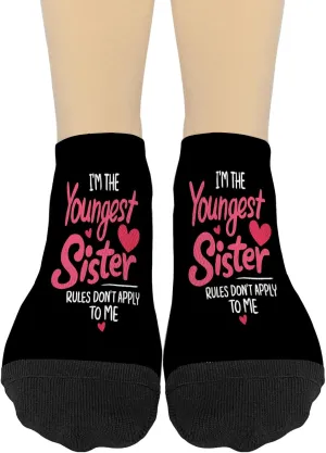 I'm The Youngests Sister Rules Don't Applys To Me Womens Athletic Socks Low Cut Womens Sock No Show Ankle Socks FunnySock