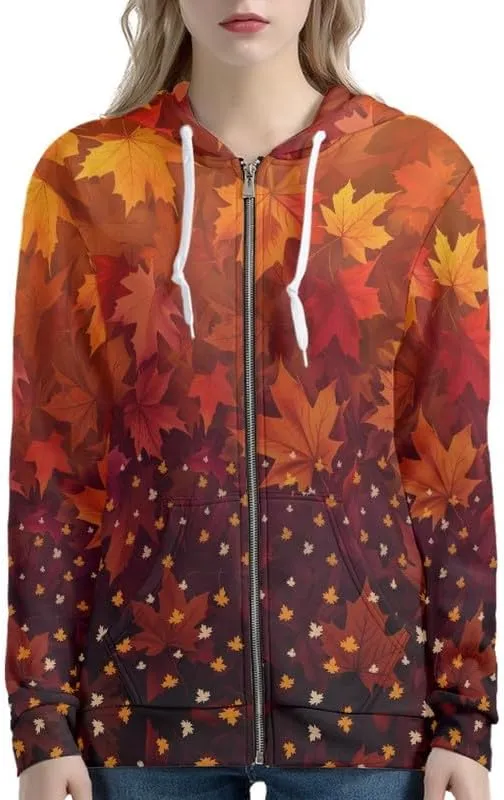 Irisjudy Women's Hoodies Traditional Tribal Art Zipper Jacket Oversized Sweatshirts, Lightweight Zip-up Hoodie with Pocket