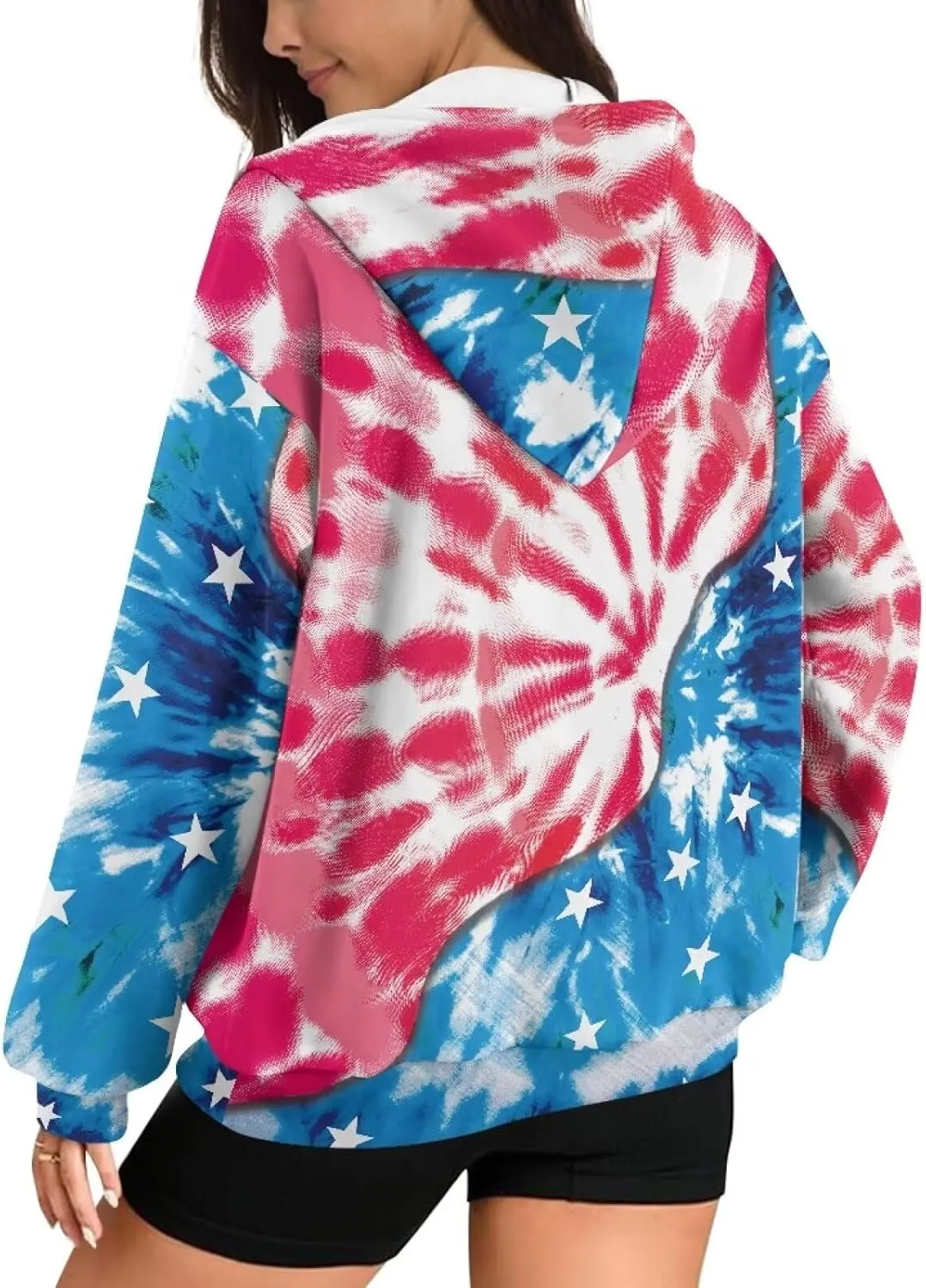 JEOCODY Zip Up Hoodie Women Oversized Hoodie Casual Long Sleeve Graphic Jackets with Pockets Zipper Drawstring