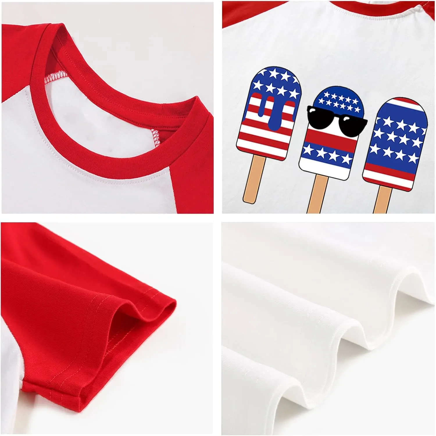 Kid 4th of July T-Shirts Boys Girls American Flag Shirt Patriotic Top Short Sleeve Tees 4-12 Years
