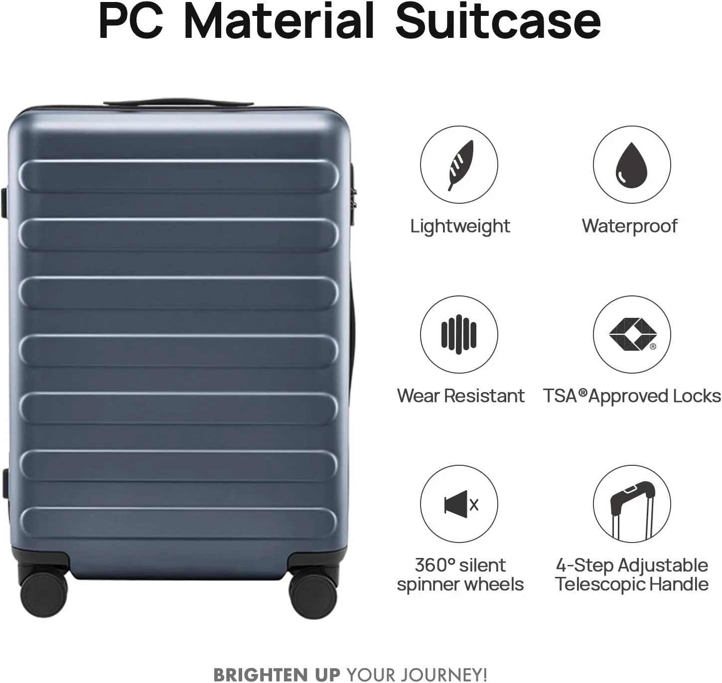 Large Checked Luggage 28 Inch, Checking In Luggage with Smooth Spinner Wheels, Lightweight, Hard Shell PC Suitcase, Lightweight Travel Luggage, TSA Approved (Grey, Rhine Basic)