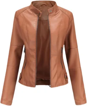 Leather Jacket Women Autumn Spring Women's Moto Biker Zipper Jacket Black Coat Ladies Outerwear