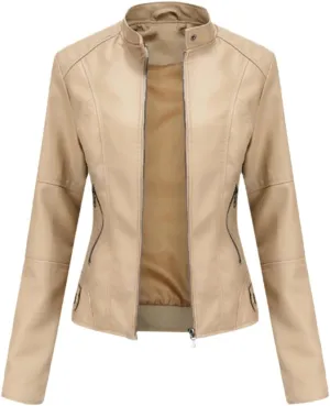 Leather Jacket Women Autumn Spring Women's Moto Biker Zipper Jacket Black Coat Ladies Outerwear