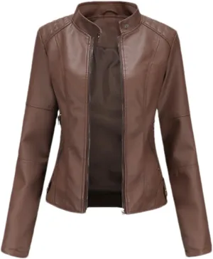 Leather Jacket Women Autumn Spring Women's Moto Biker Zipper Jacket Black Coat Ladies Outerwear