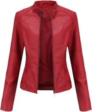 Leather Jacket Women Autumn Spring Women's Moto Biker Zipper Jacket Black Coat Ladies Outerwear