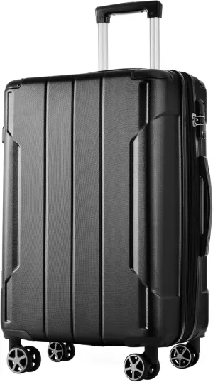 Lightweight Durable Hardshell Luggage for Your Adventures, Expandable Design with Smooth-Glide Spinner Wheels, 28-Inch Checked Suitcase, Black
