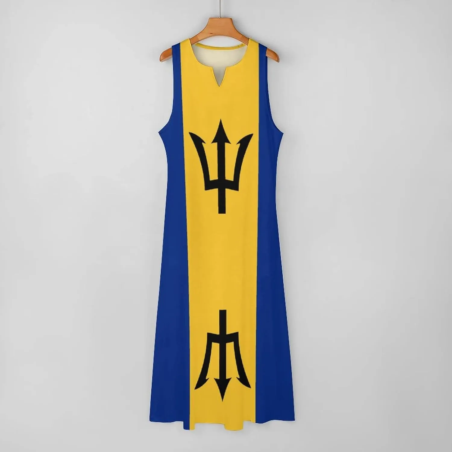 Long Dress Dress for Womens Summer Top Barbados Flag Casual V Neck Shift Dress S