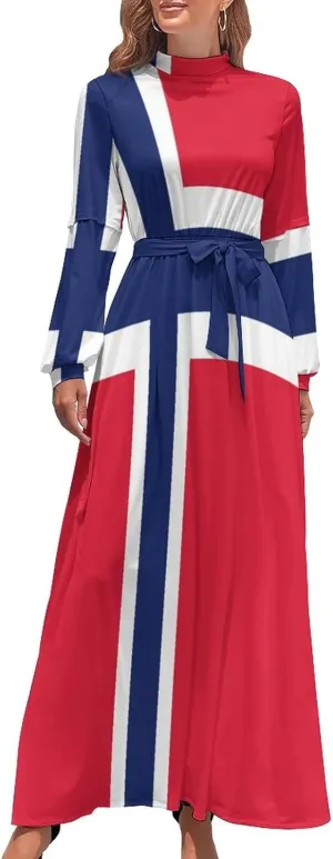 Long Dress Dress for Womens Summer Top Norway Flag Casual V Neck Shift Dress M