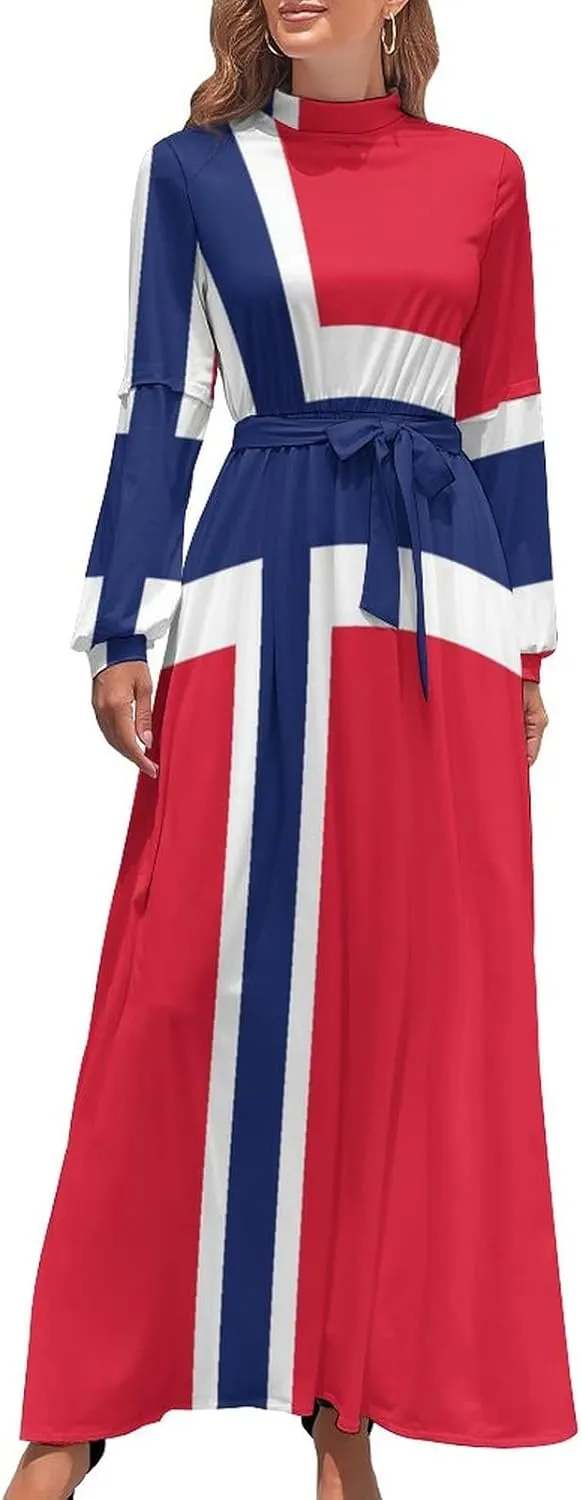 Long Dress Dress for Womens Summer Top Norway Flag Casual V Neck Shift Dress M