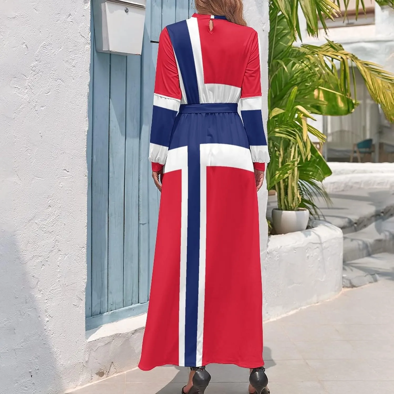 Long Dress Dress for Womens Summer Top Norway Flag Casual V Neck Shift Dress M