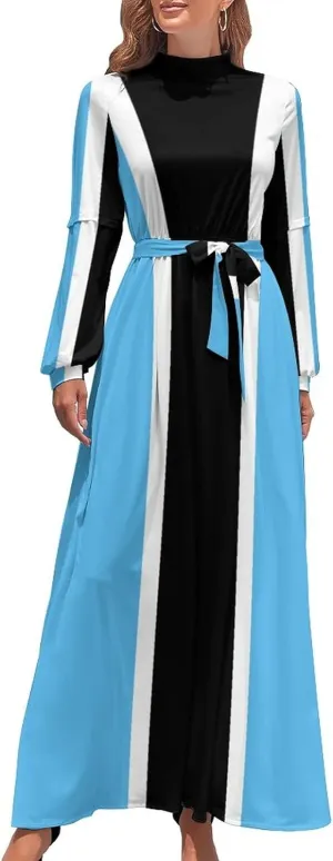 Long Dress Skirts for Womens Summer Top Botswana Flag Casual V Neck Shift Dress XL