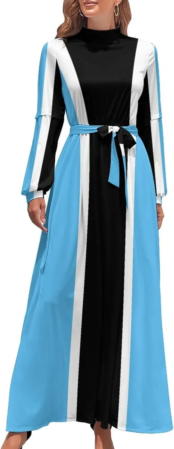 Long Dress Skirts for Womens Summer Top Botswana Flag Casual V Neck Shift Dress XL