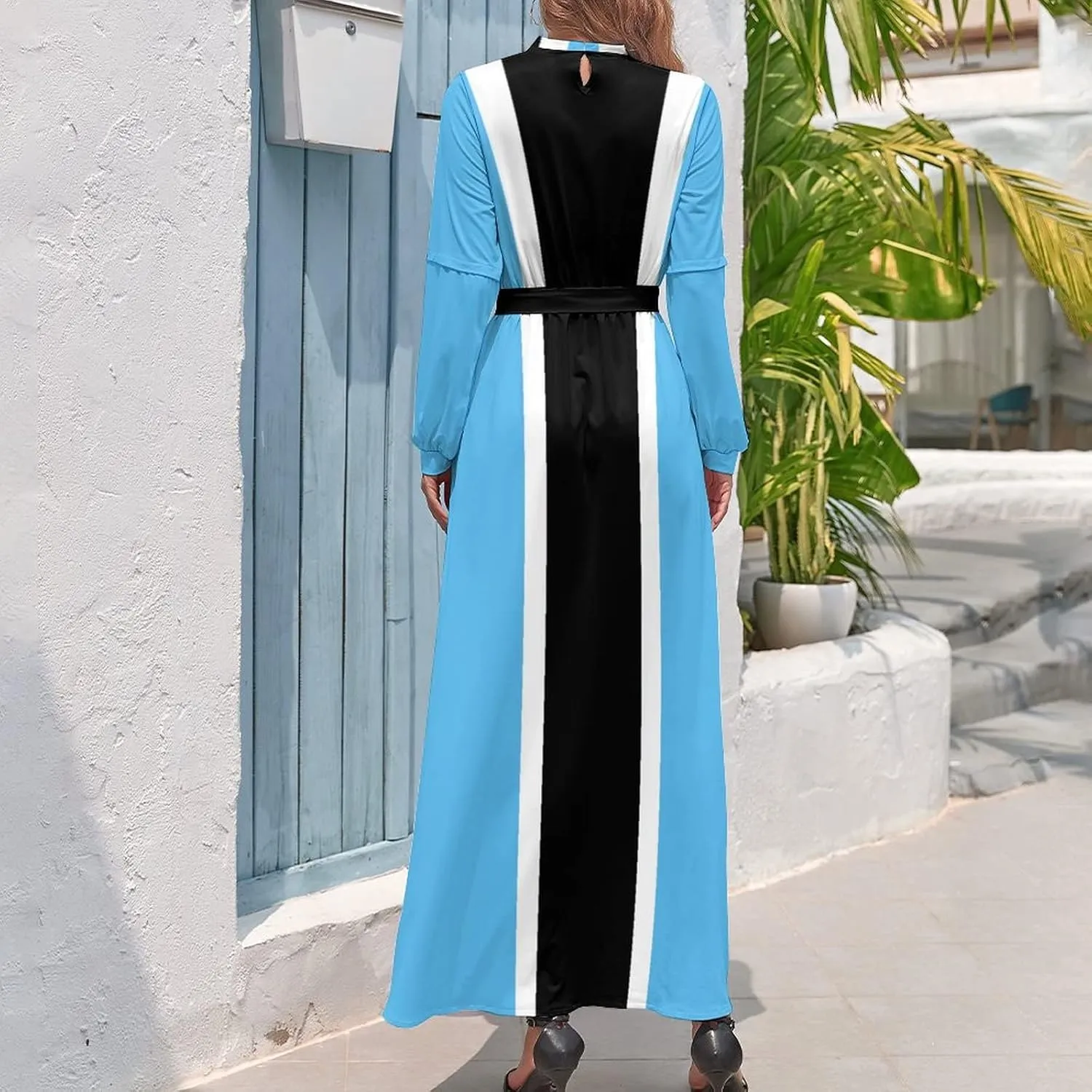 Long Dress Skirts for Womens Summer Top Botswana Flag Casual V Neck Shift Dress XL