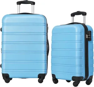 Luggage Sets of 2 Piece Carry on Suitcase Airline Approved,Hard Case Expandable Spinner Wheels,(20/28) Light Blue