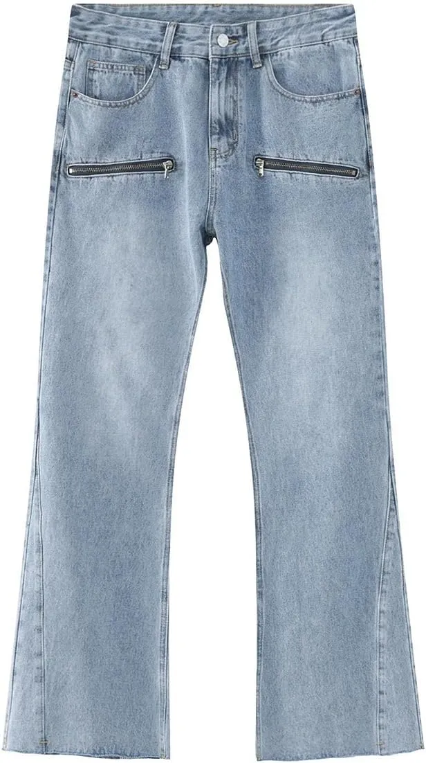 Men Casual Stretch Relaxed Fit Jeans Comfortable Straight Fit Zipper Slim Fit Washed Jeans