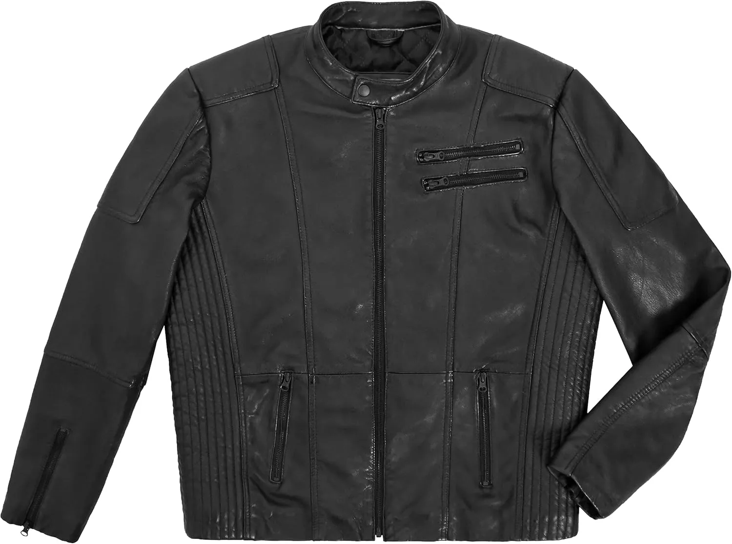 Men's Biker Waxed Real Leather Jacket Zipper Classic Retro Style Motocross Jacket 7188