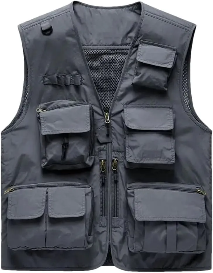 Men's Outdoor Casual Vest Multi-Pocket Breathable Sports Coat Fishing Work Safari Travel Vests