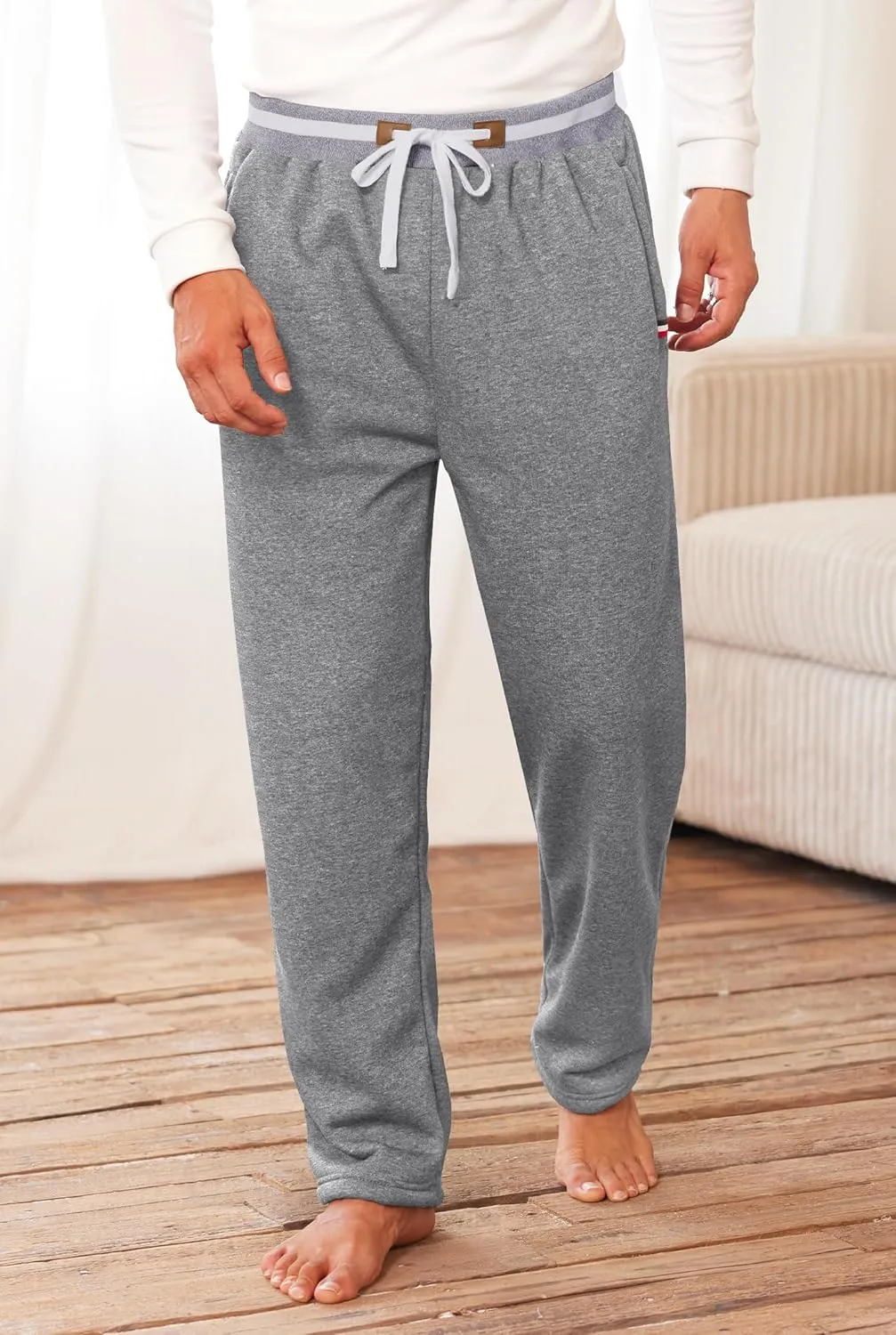 Mens Winter Fleece Joggers Sherpa Lined Sweatpants Active Running Pants Open Bottom (S-XXL)