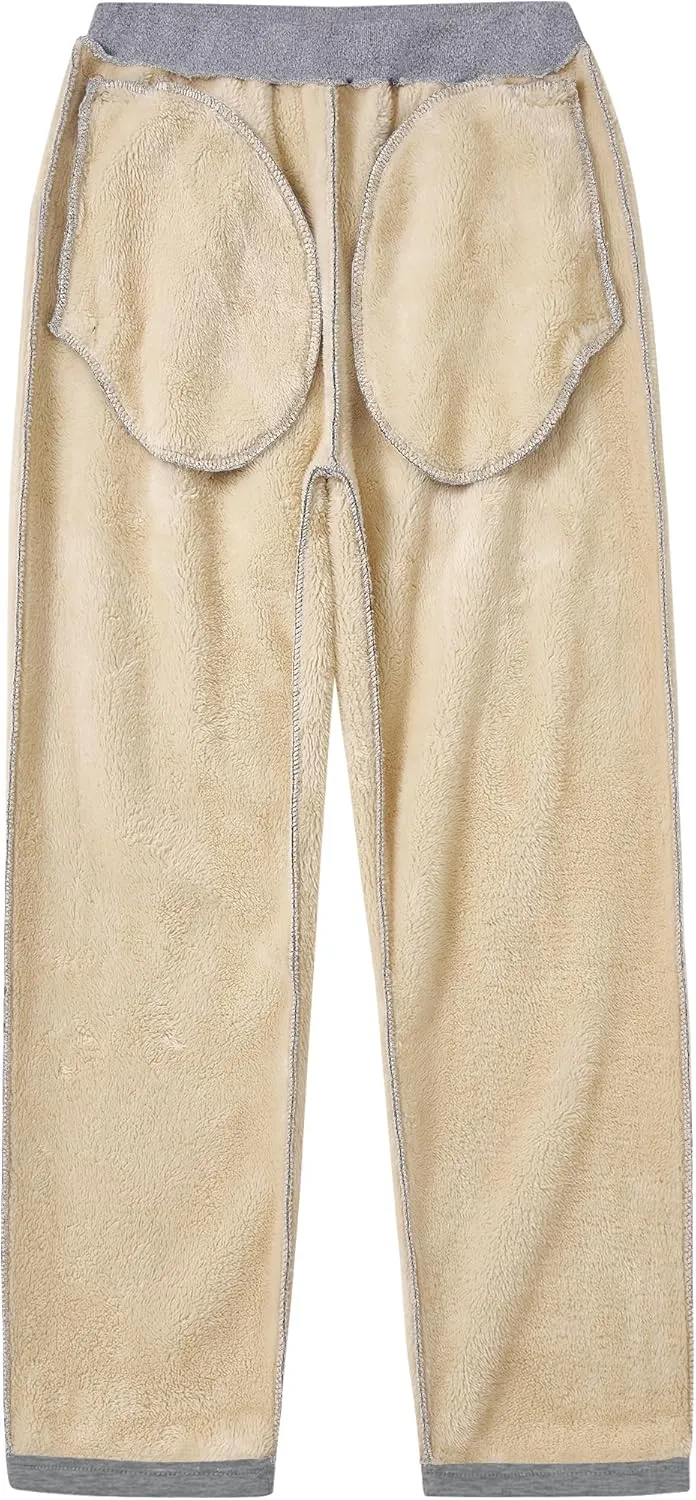 Mens Winter Fleece Joggers Sherpa Lined Sweatpants Active Running Pants Open Bottom (S-XXL)