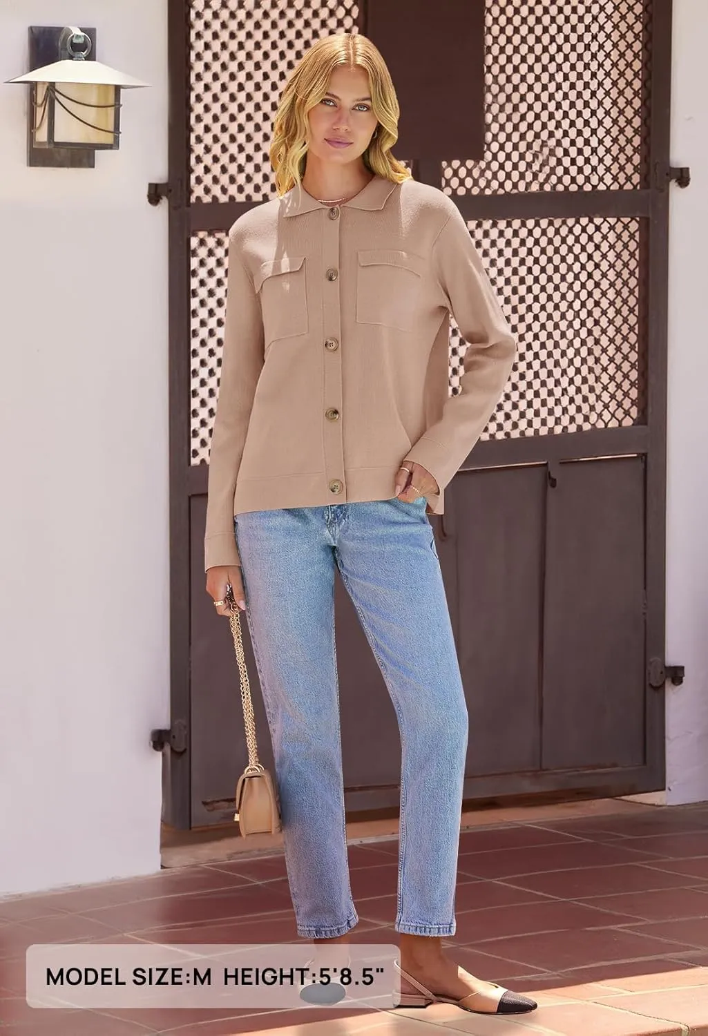 MEROKEETY Women's Long Sleeve Cardigan Sweaters Open Front Button Knit Shacket Jacket with Pockets
