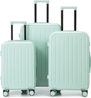 Mint Green Expandable Luggage Set for Travel, Built-in USB Port and Cup Holder, 20/24/28in Sizes