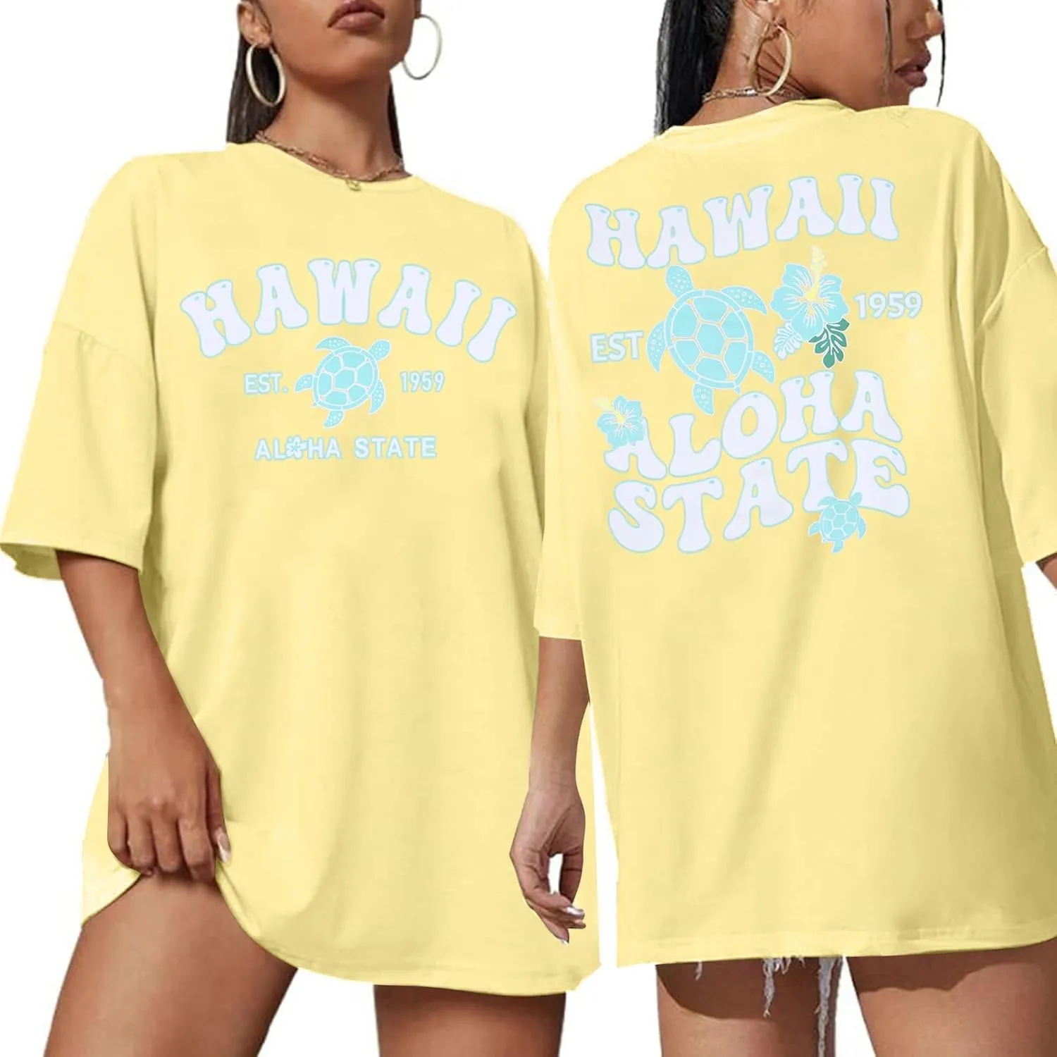 MNLYBABY Hawaiian Shirt Women Oversized Hawaii Graphic Shirts Hawaii Flowers Shirt Girls Preppy Casual Summer Vacation Tops