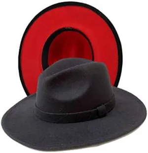 Mrlahat Women and Men Flat Wide Brim Warm Felt Fedora Hat Retro Style Panama Hat