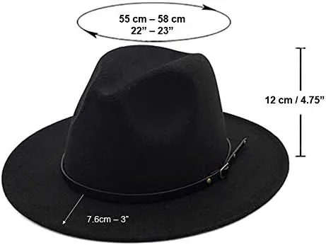 Mrlahat Women and Men Flat Wide Brim Warm Felt Fedora Hat Retro Style Panama Hat