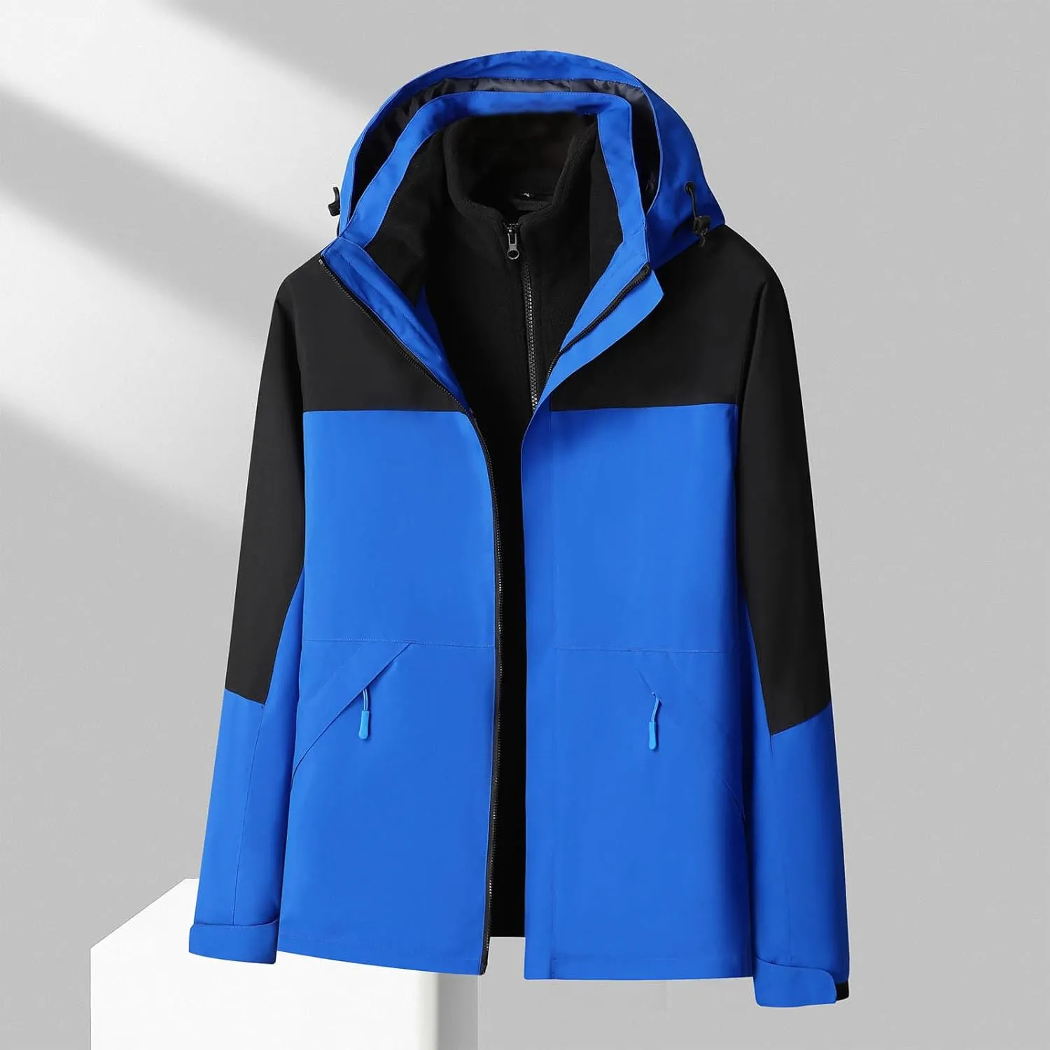 Muscularfit Men's Lightweight Waterproof Hooded Rain Jacket Breathable Raincoat Shell Jacket Outdoor Fashion Mountain Hiking