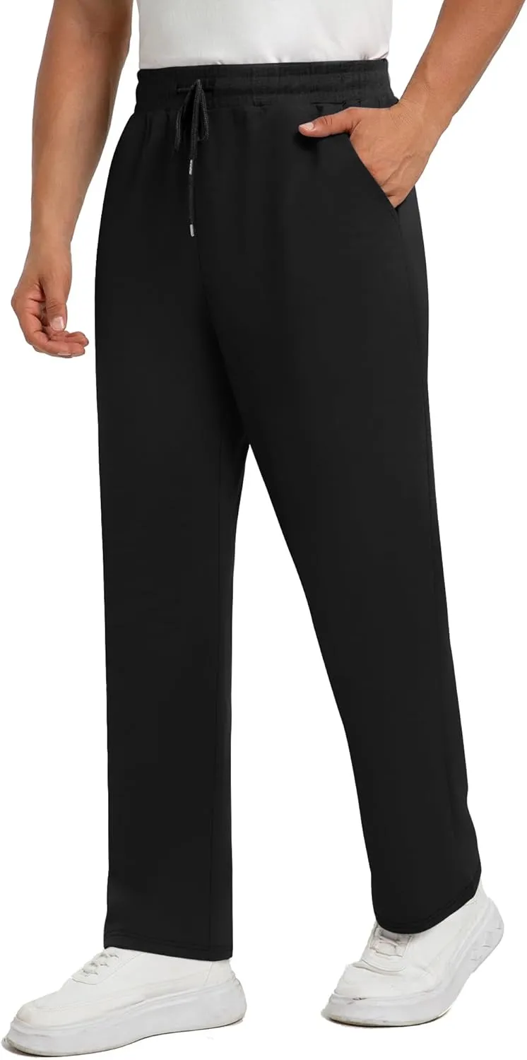 Neer 3 Pack Men's Sweatpants Athletic Lounge Pants Open Bottom Yoga Baggy Casual Drawstring Lightweight Joggers with Pockets