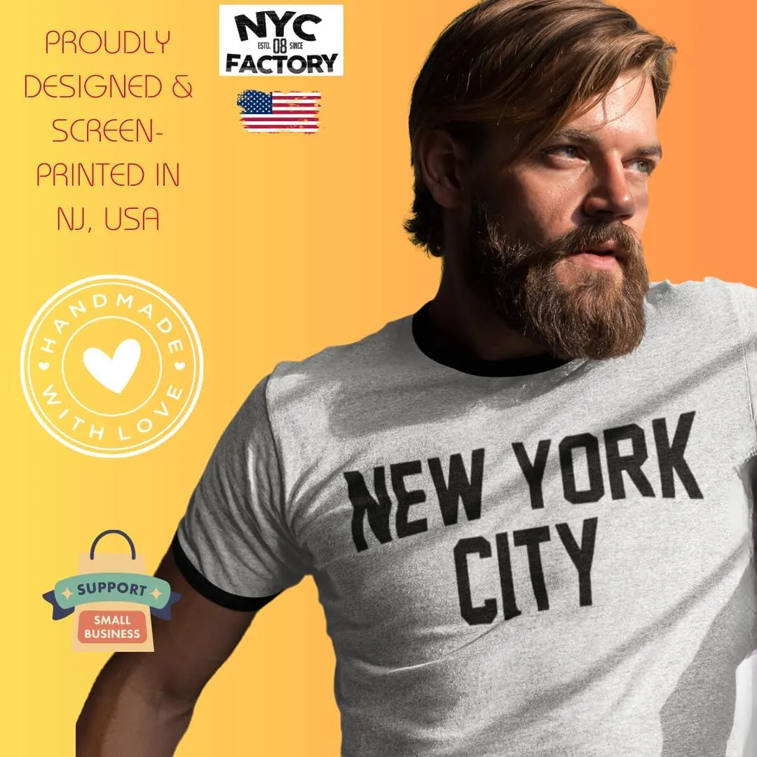 New York City Ringer Tee T-Shirt Retro Style Men's Shirt