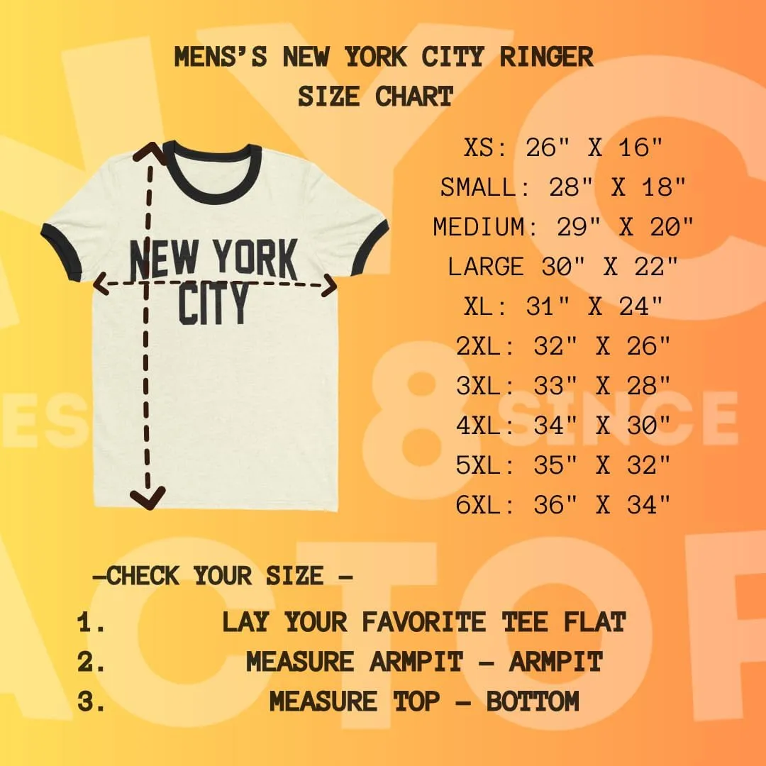 New York City Ringer Tee T-Shirt Retro Style Men's Shirt