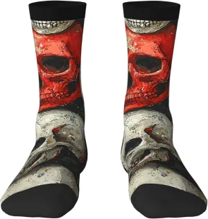 Novelty Crew Socks Fun Fashion Comfortable Crazy Dress Socks - Cartoon Skulls Patterns Vintage