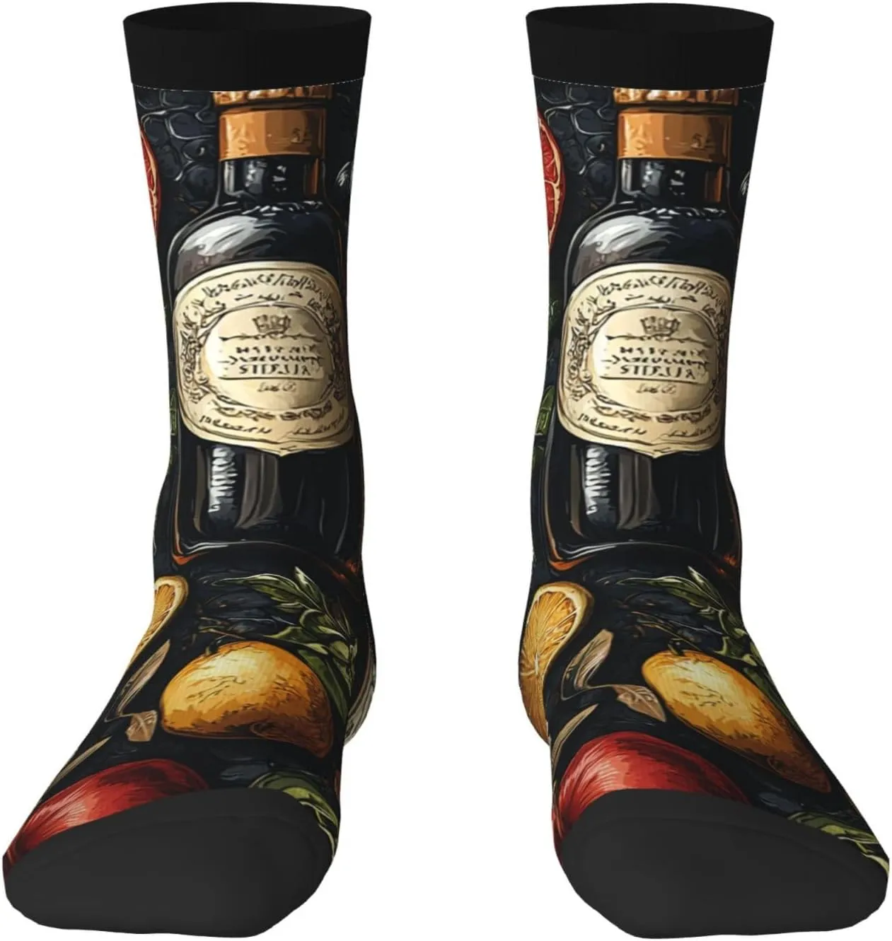 Novelty Crew Socks Fun Fashion Comfortable Crazy Dress Socks - Italian Theme Pattern Funny