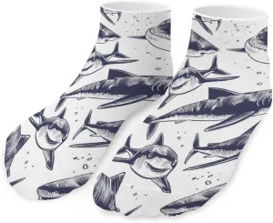 Ocean Sharks Athletic Low Cut Ankle Socks Lightweight No-Show Short Socks for Unisex