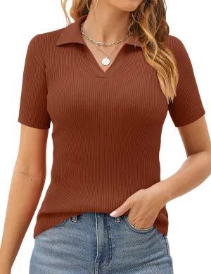 ONLYSHE Womens V Neck Tank Tops Summer Sleeveless Shirts Ribbed Knit Slim Fitted T Shirts Casual Basic Tee Tops