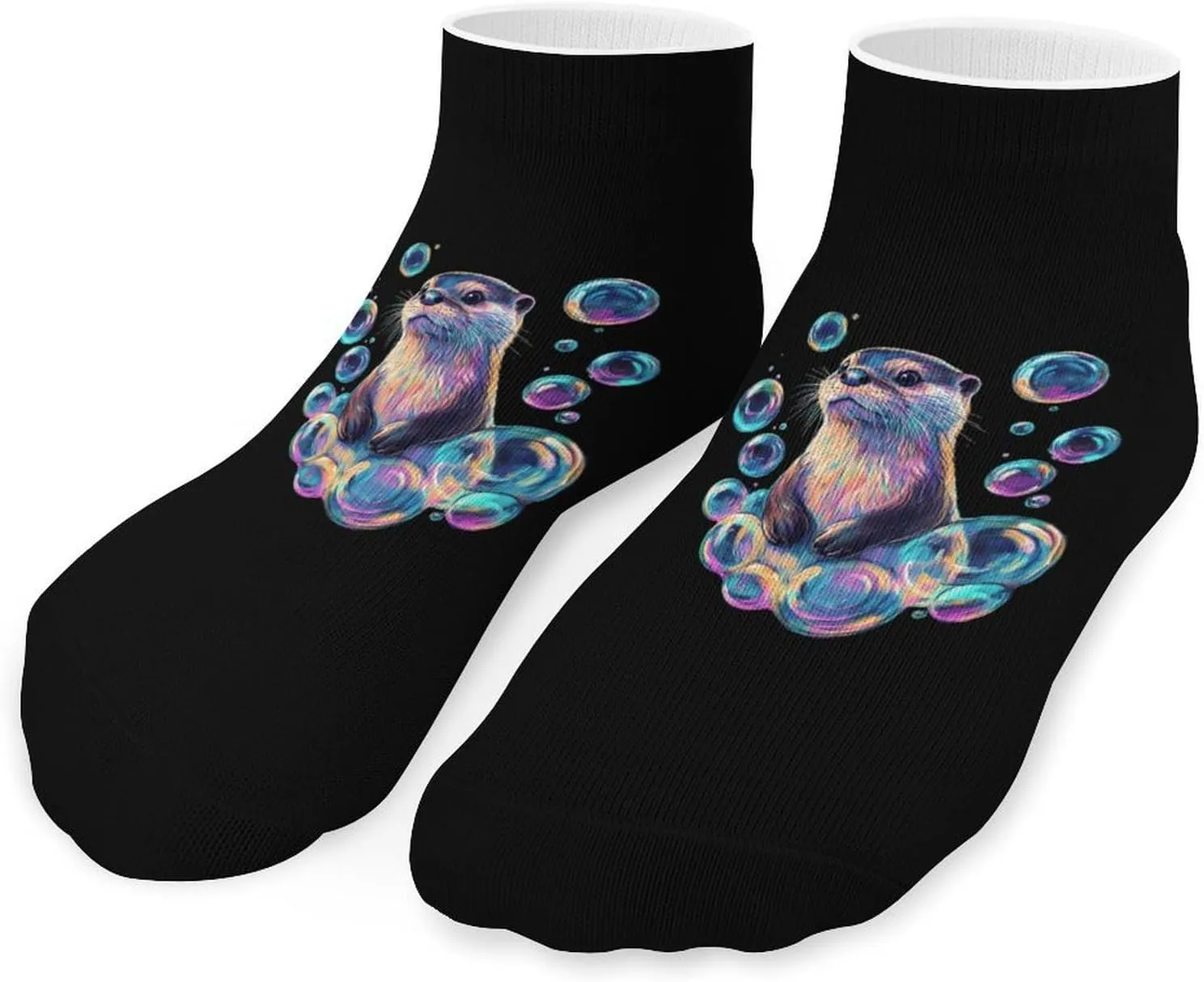 Otter Colorful Bubbles Unisex Low Cut Socks No Show Athletic Running Ankle Sock